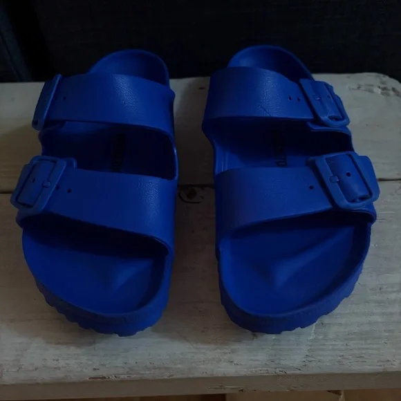 BIRKENSTOCK ESSENTIALS EVA SANDAL Blue Double Strap Size 38, Women’s 7, Men’s 5 - Picture 4 of 11